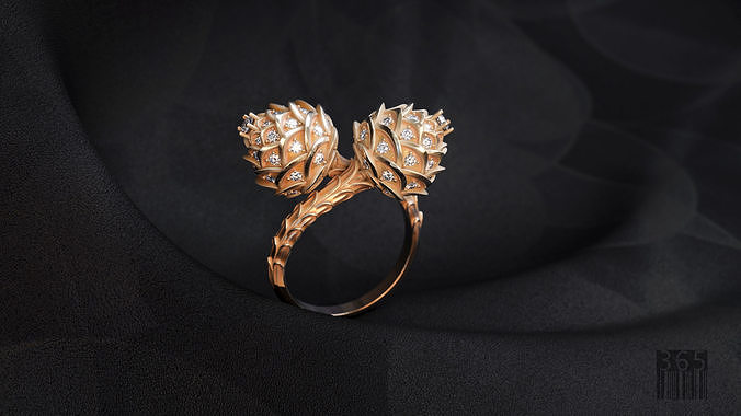 ring with fir cones 3D print model