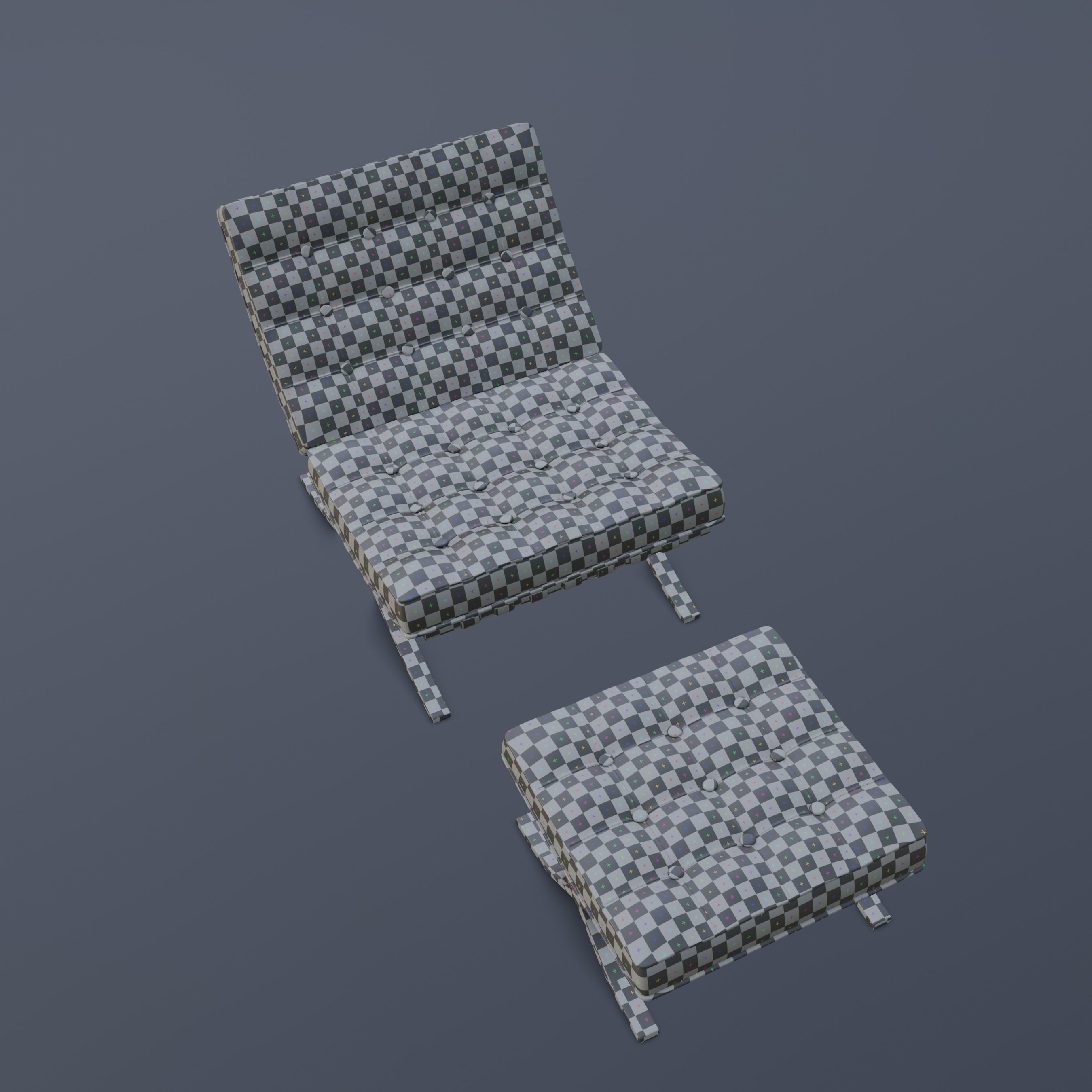 Barcelona Chair and Footstool Low-poly 3D model_14