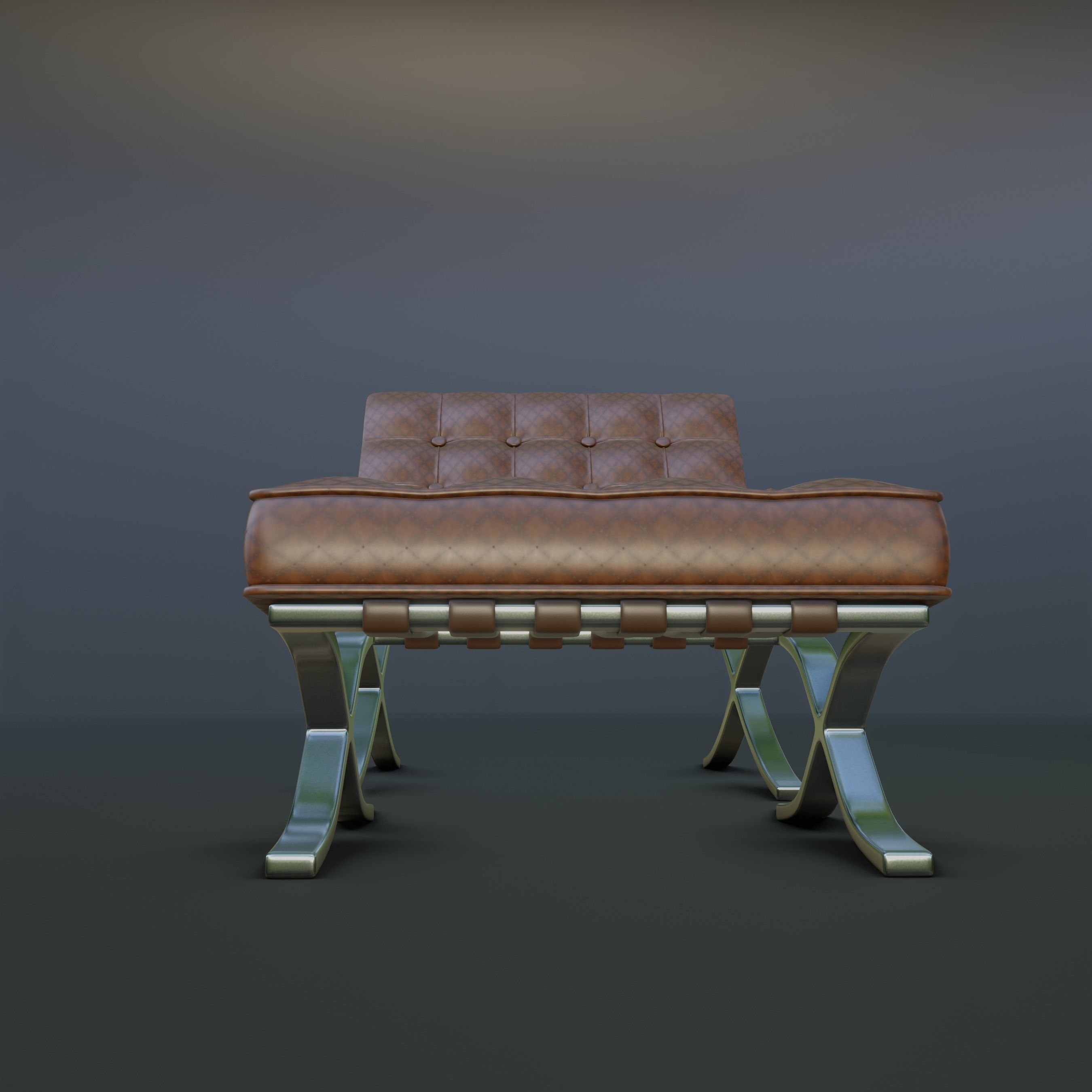 Barcelona Chair and Footstool Low-poly 3D model_7