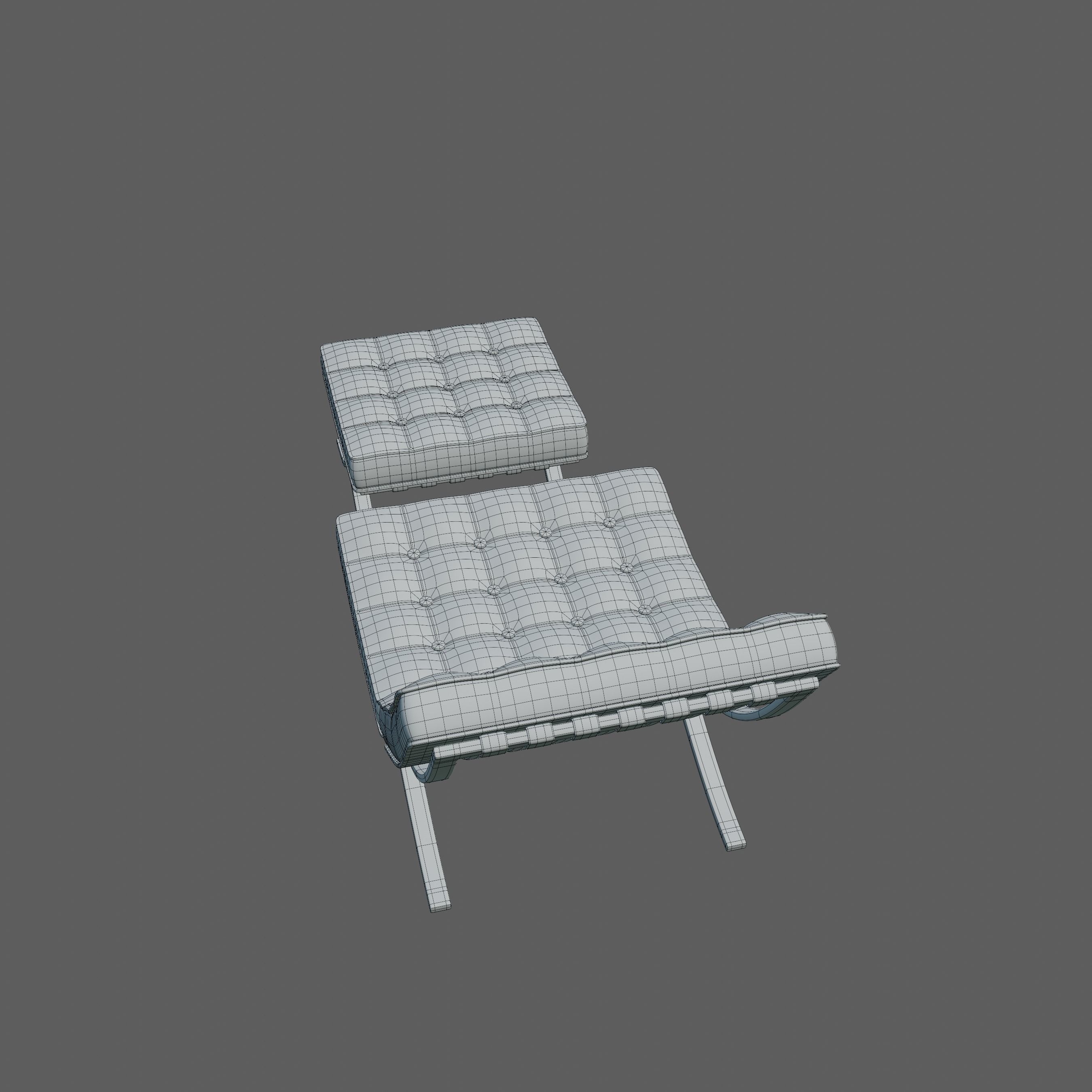 Barcelona Chair and Footstool Low-poly 3D model_10