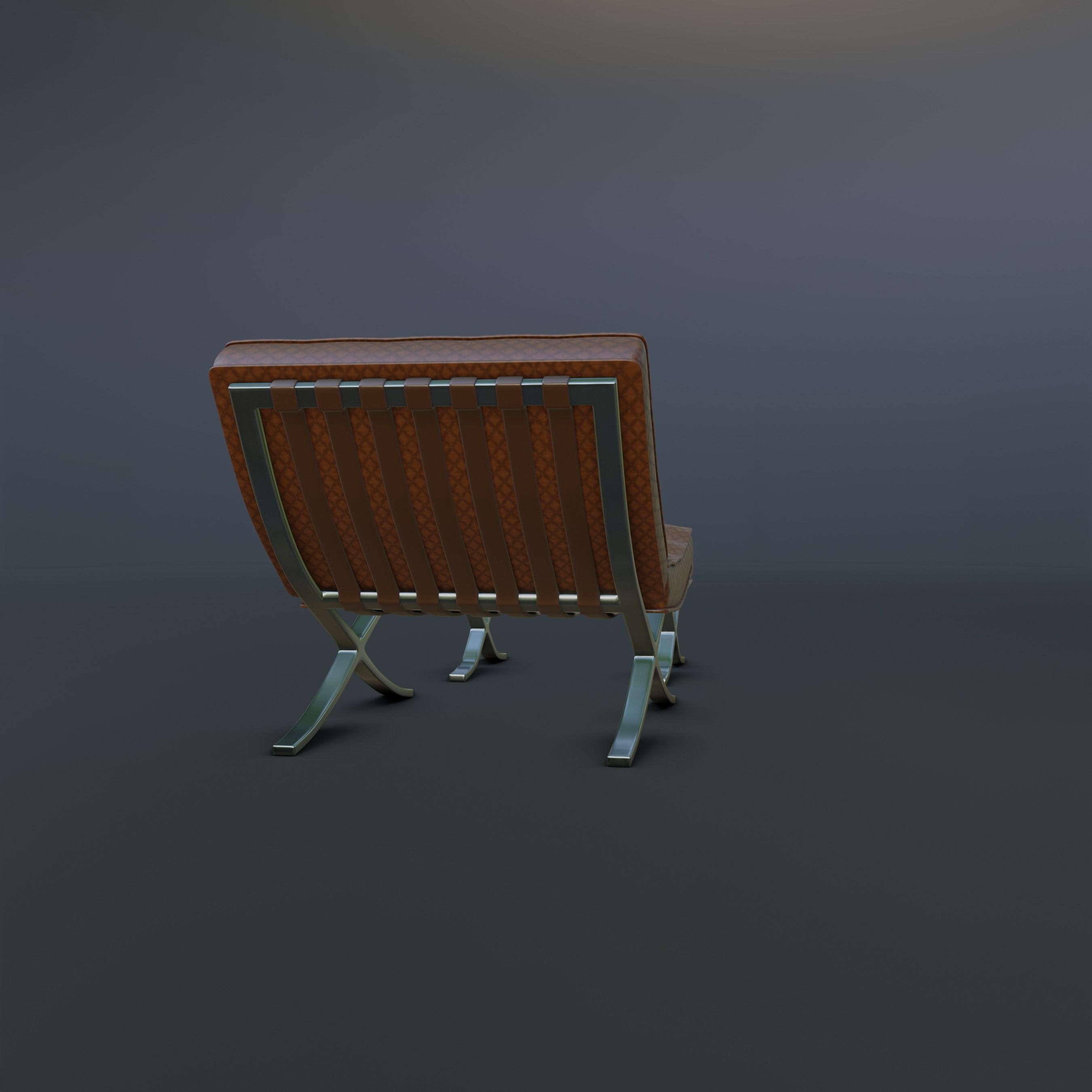 Barcelona Chair and Footstool Low-poly 3D model_5