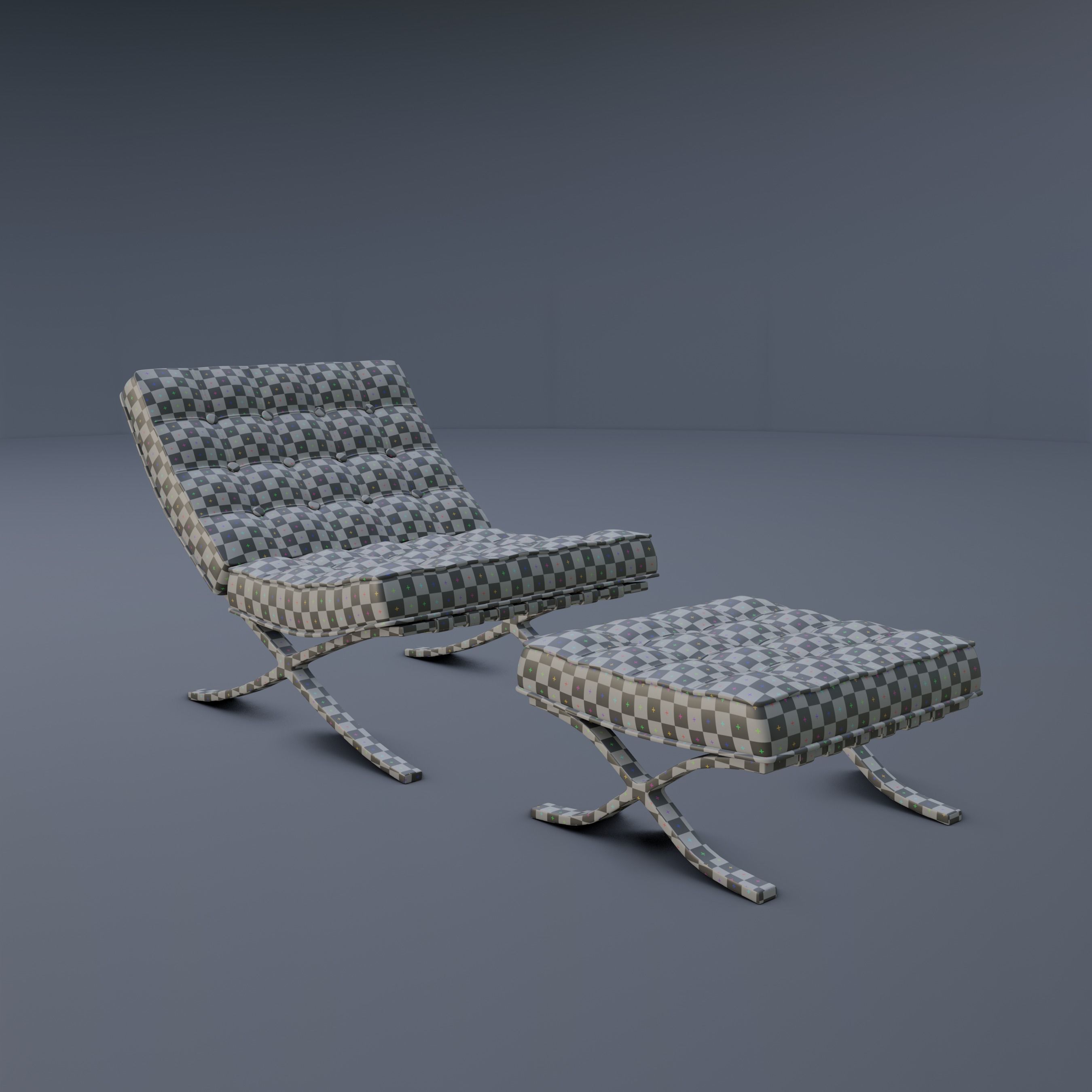 Barcelona Chair and Footstool Low-poly 3D model_12