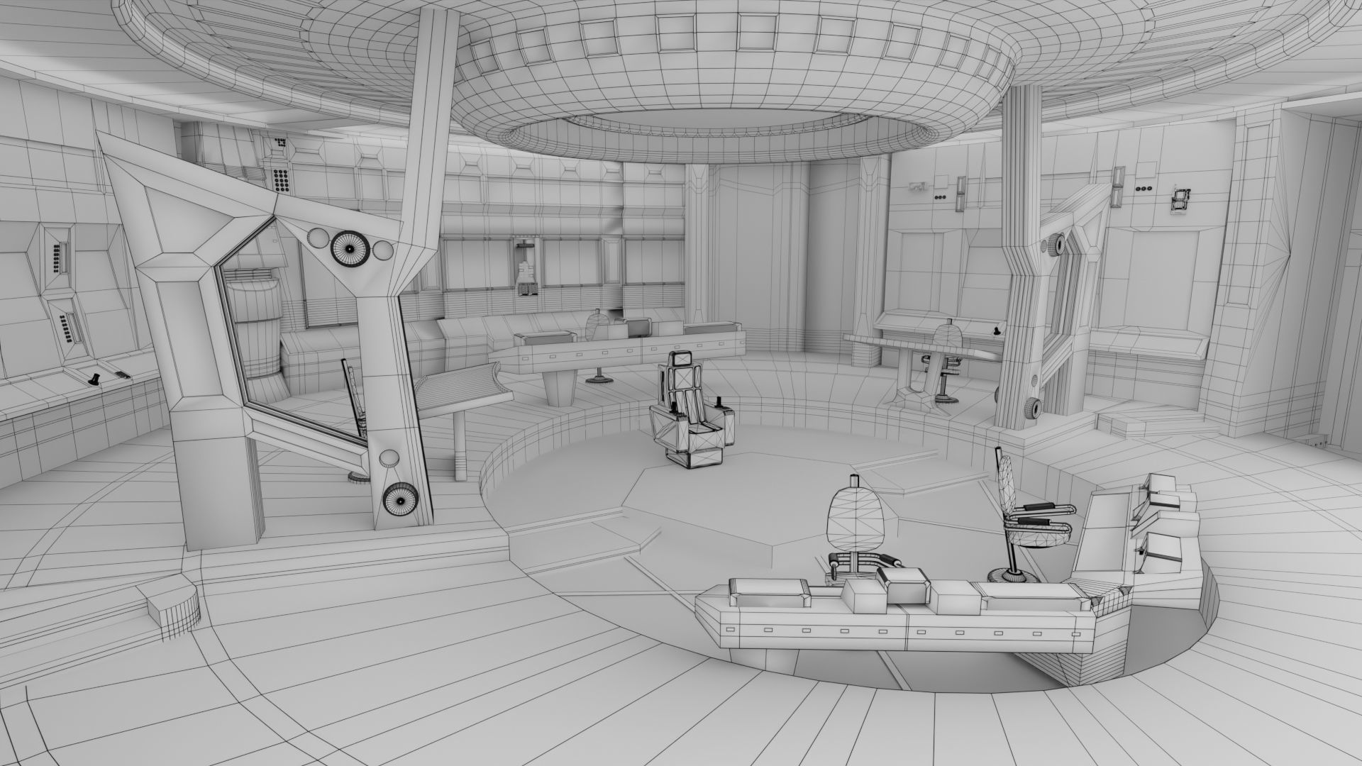 Starship - Startrek Bridge Low-poly 3D model_10