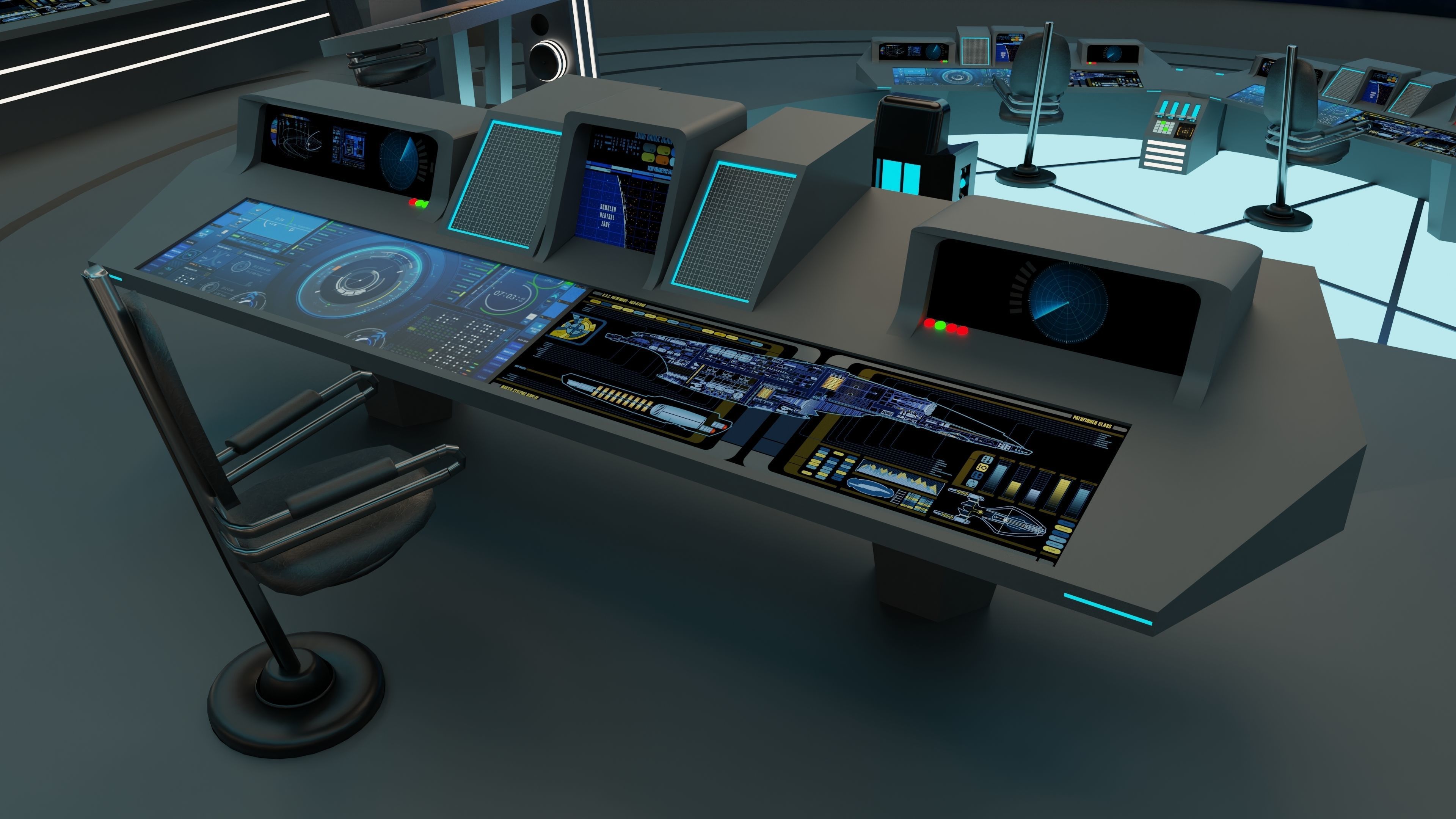 Starship - Startrek Bridge Low-poly 3D model_4