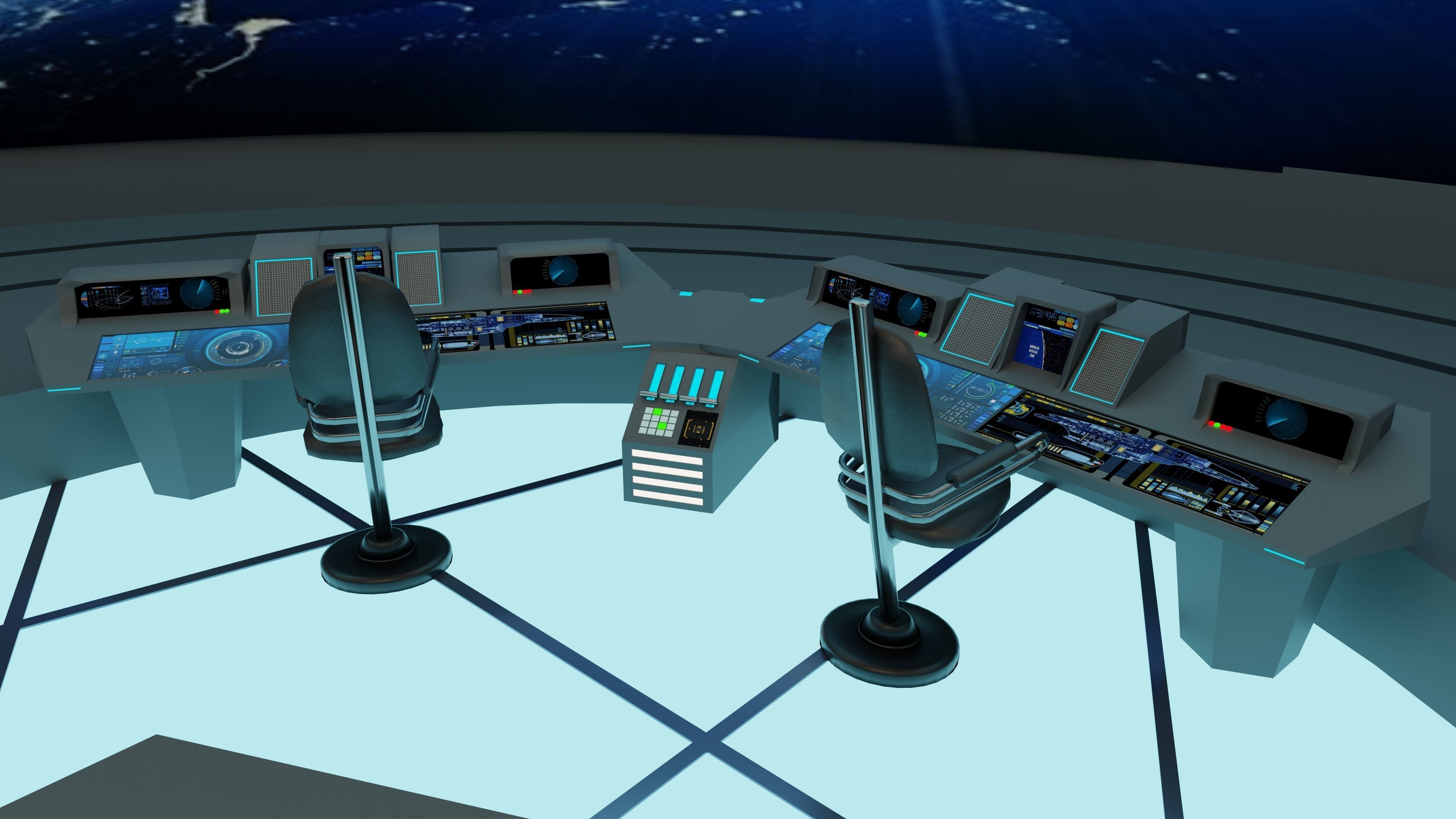 Starship - Startrek Bridge Low-poly 3D model_5