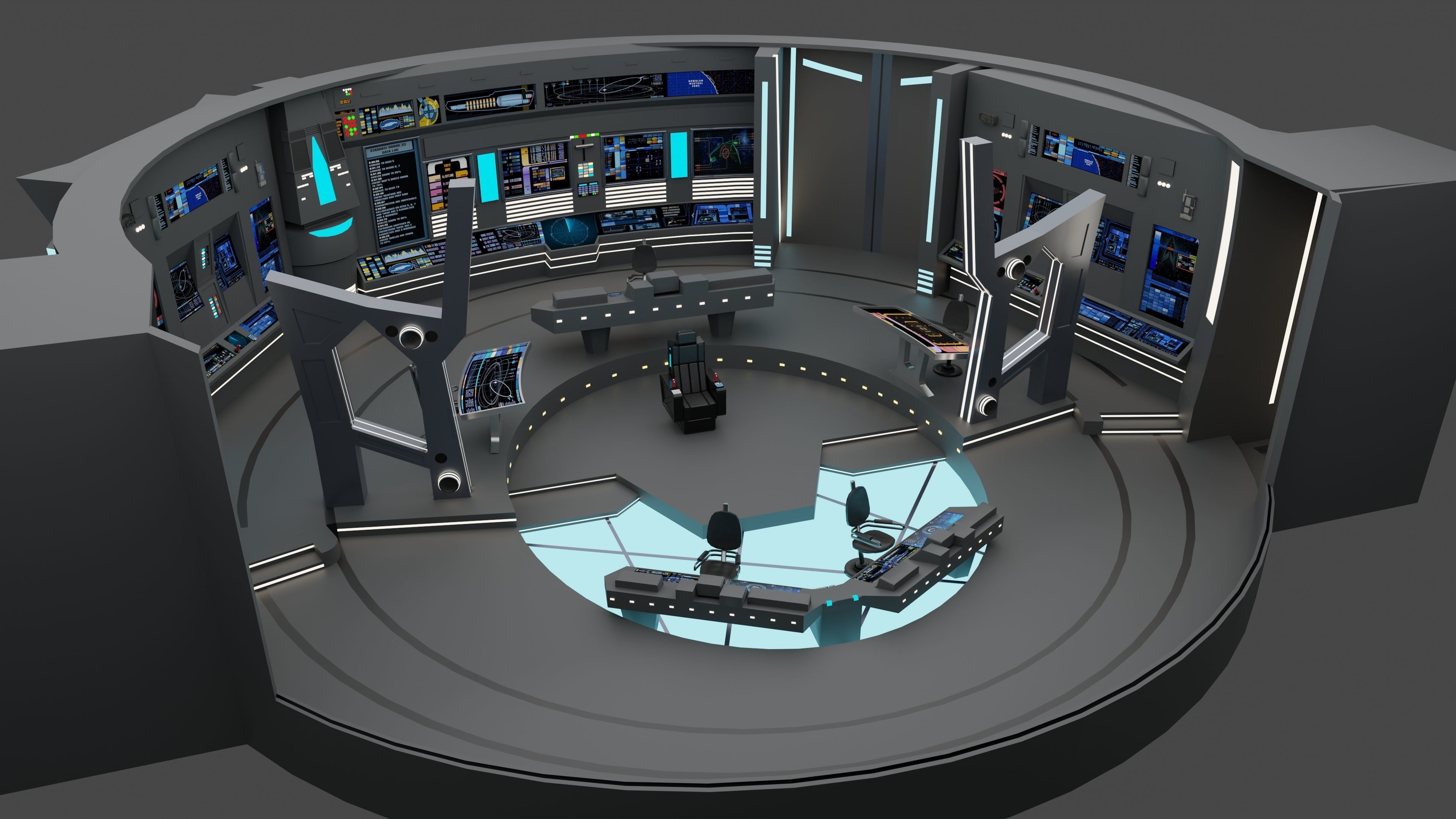 Starship - Startrek Bridge Low-poly 3D model_1