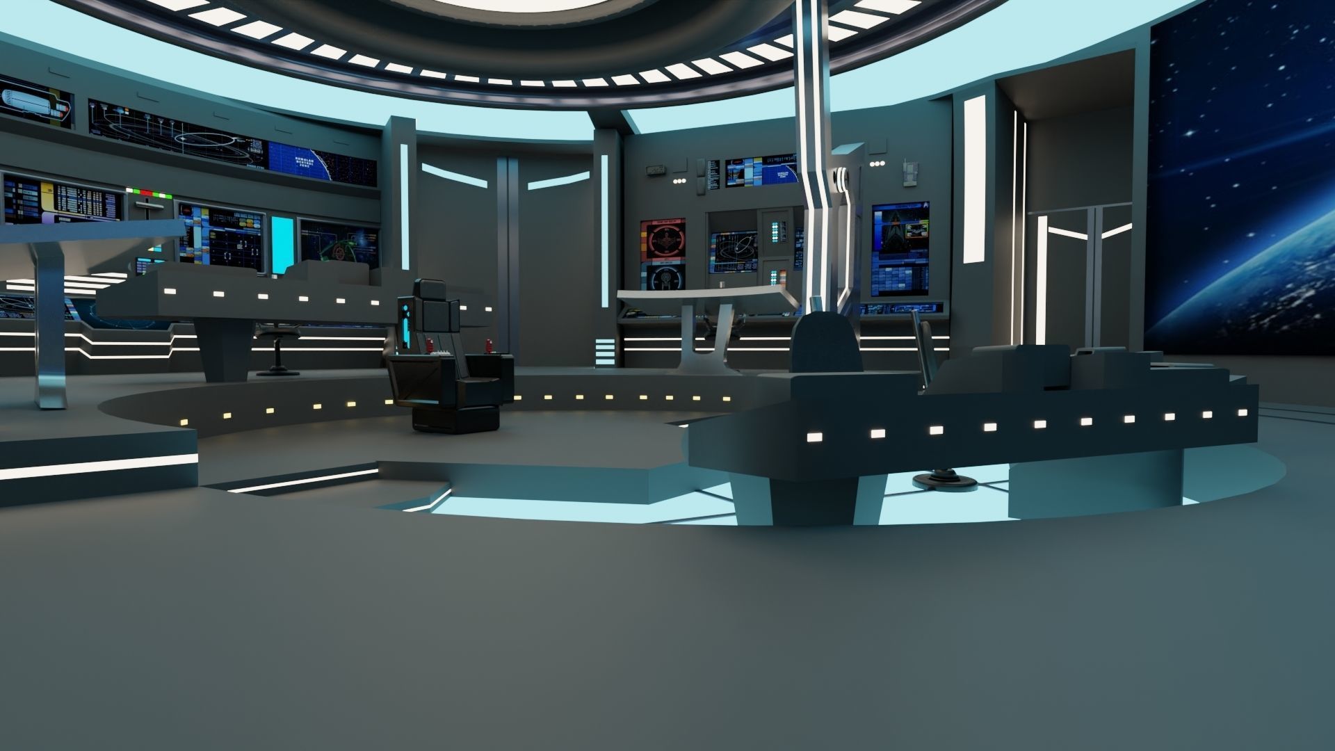 Starship - Startrek Bridge Low-poly 3D model_6