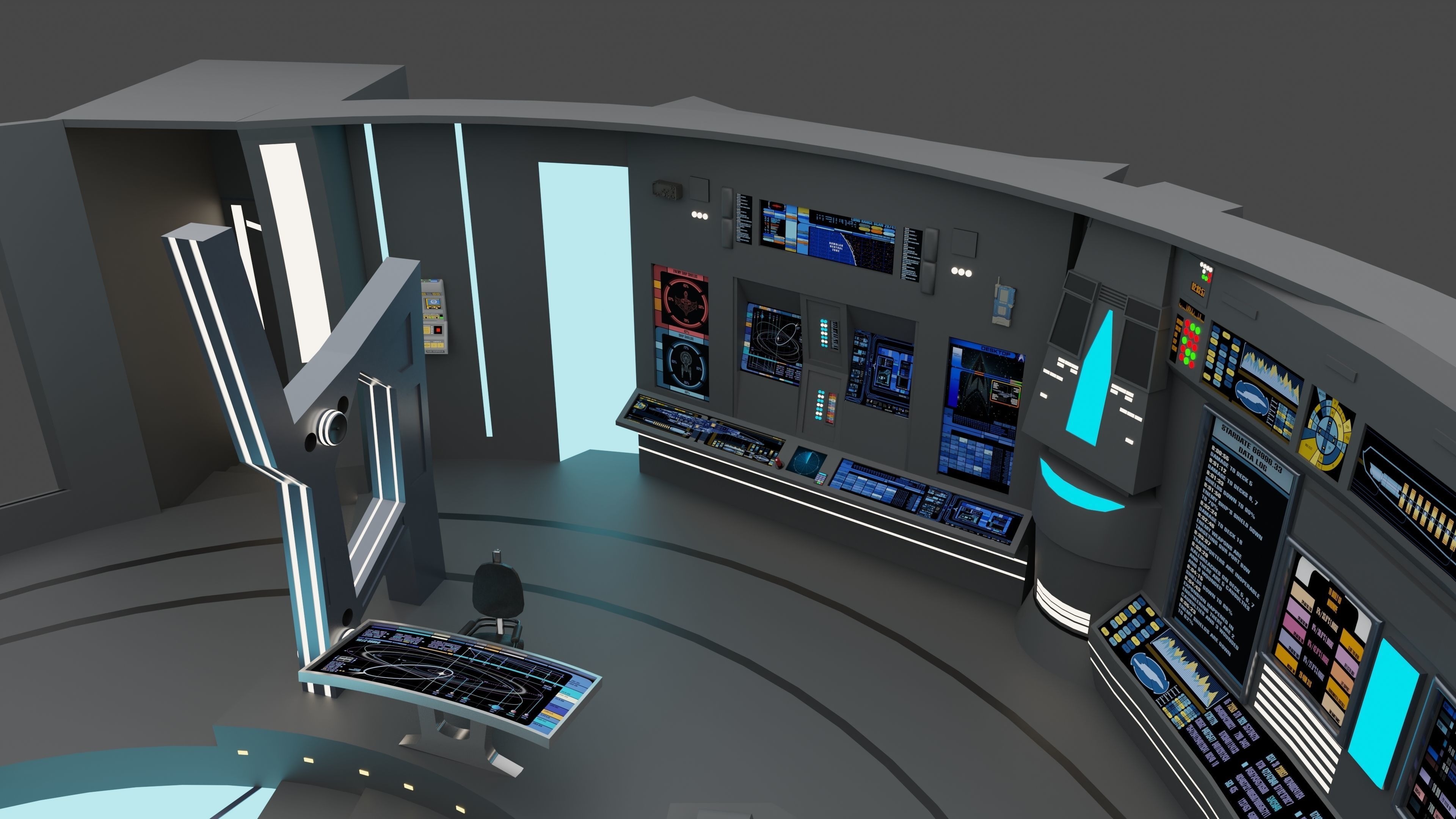 Starship - Startrek Bridge Low-poly 3D model_3