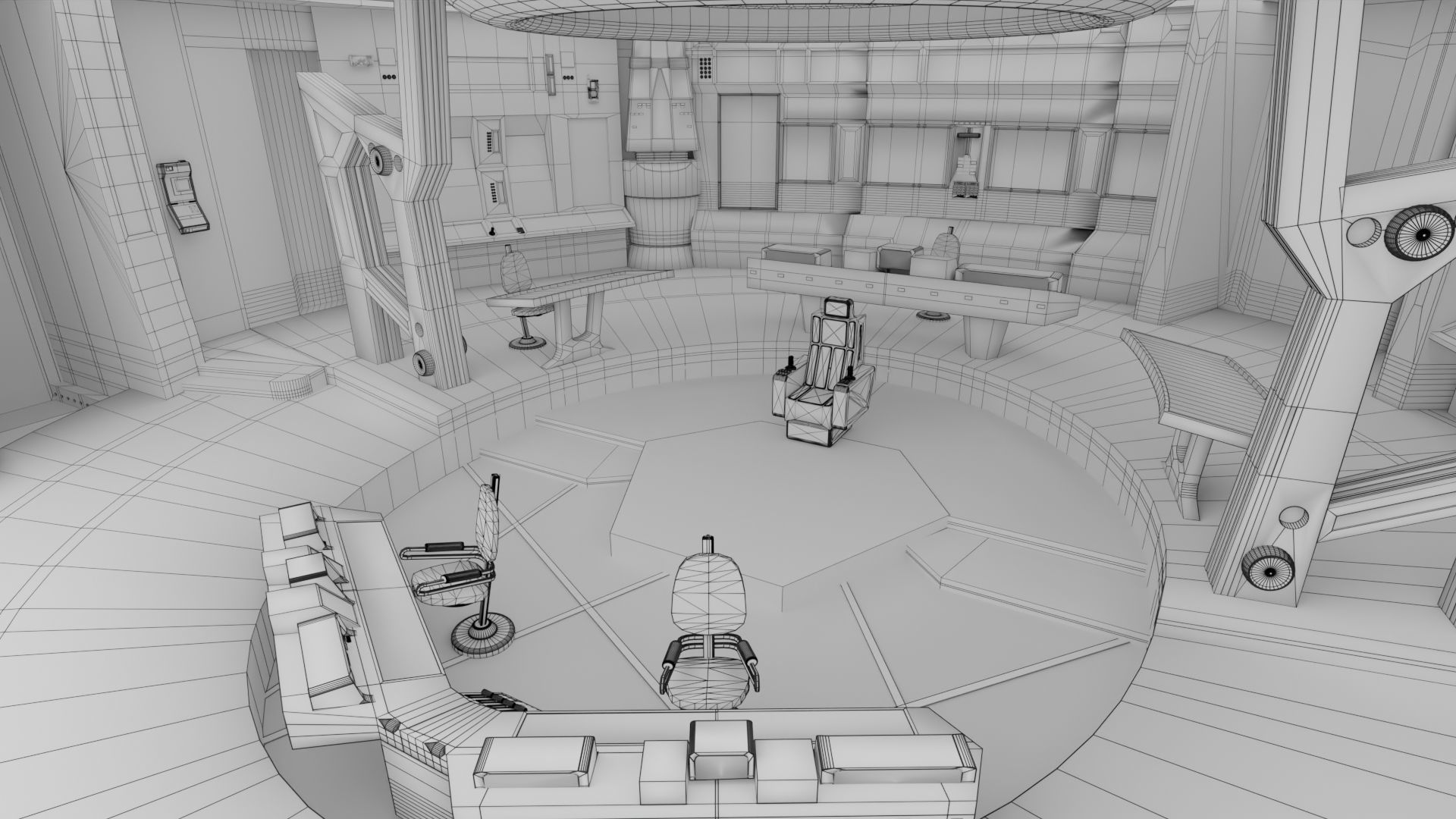 Starship - Startrek Bridge Low-poly 3D model_9