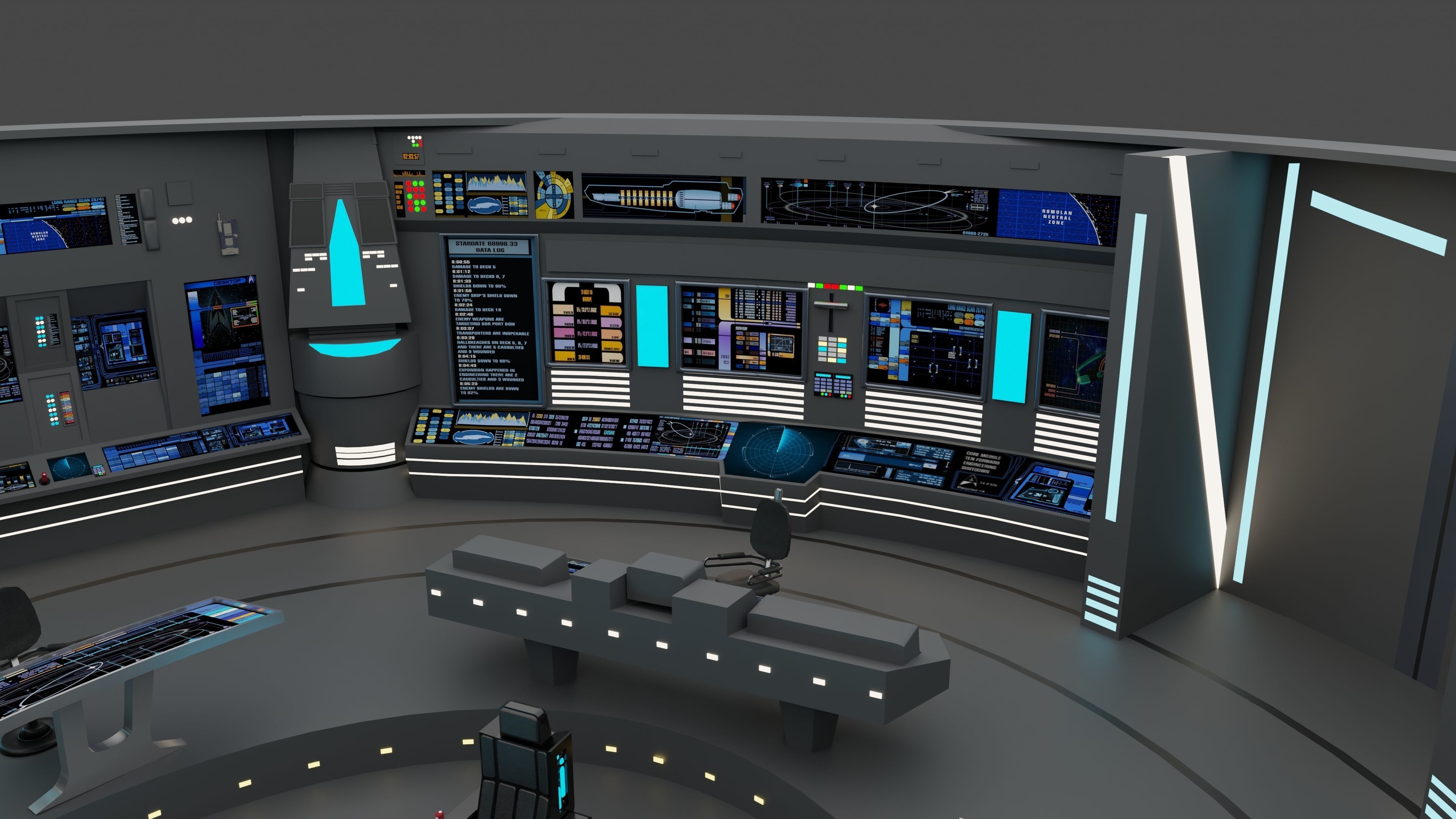 Starship - Startrek Bridge Low-poly 3D model_2