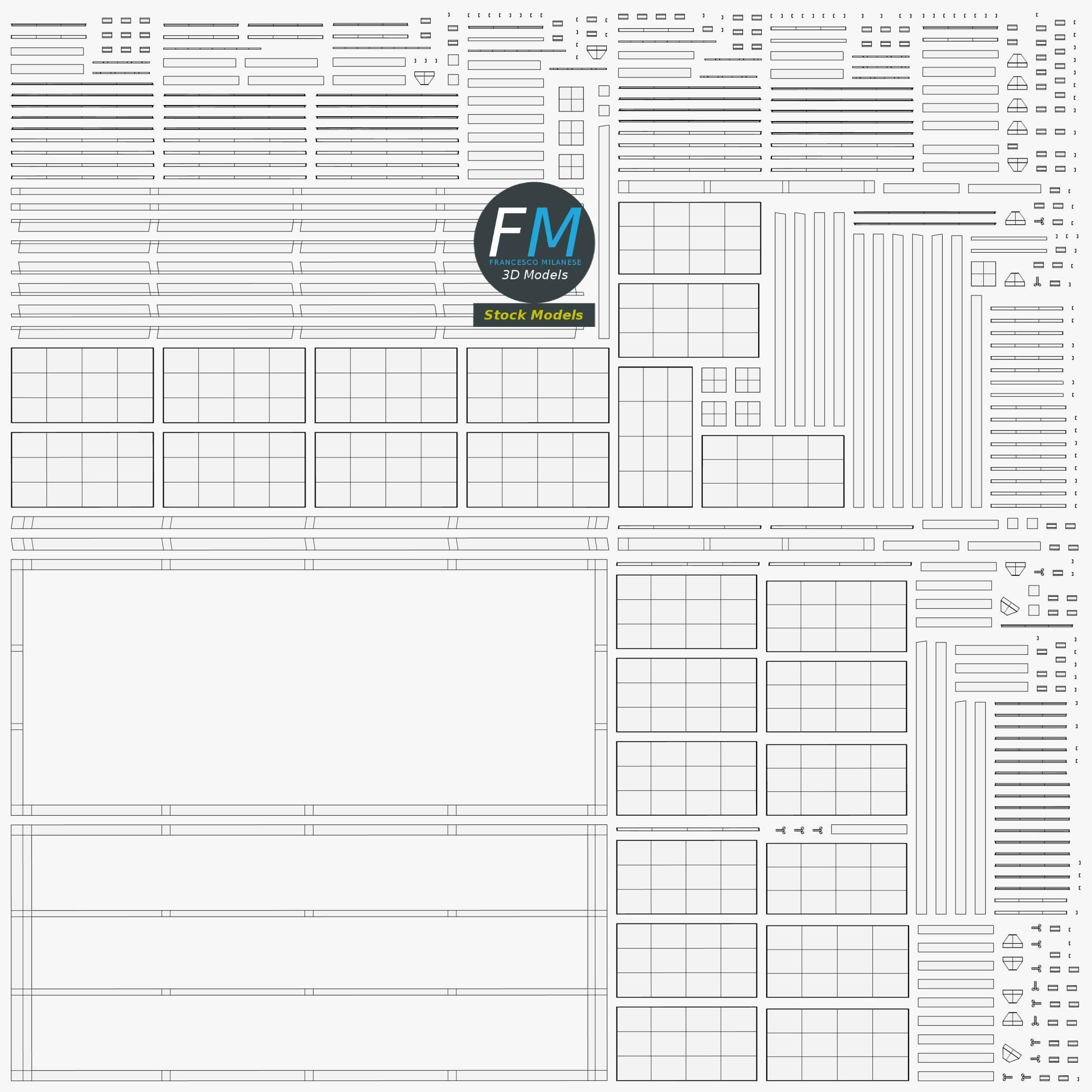 Parking shelter with solar panels 3D model_11