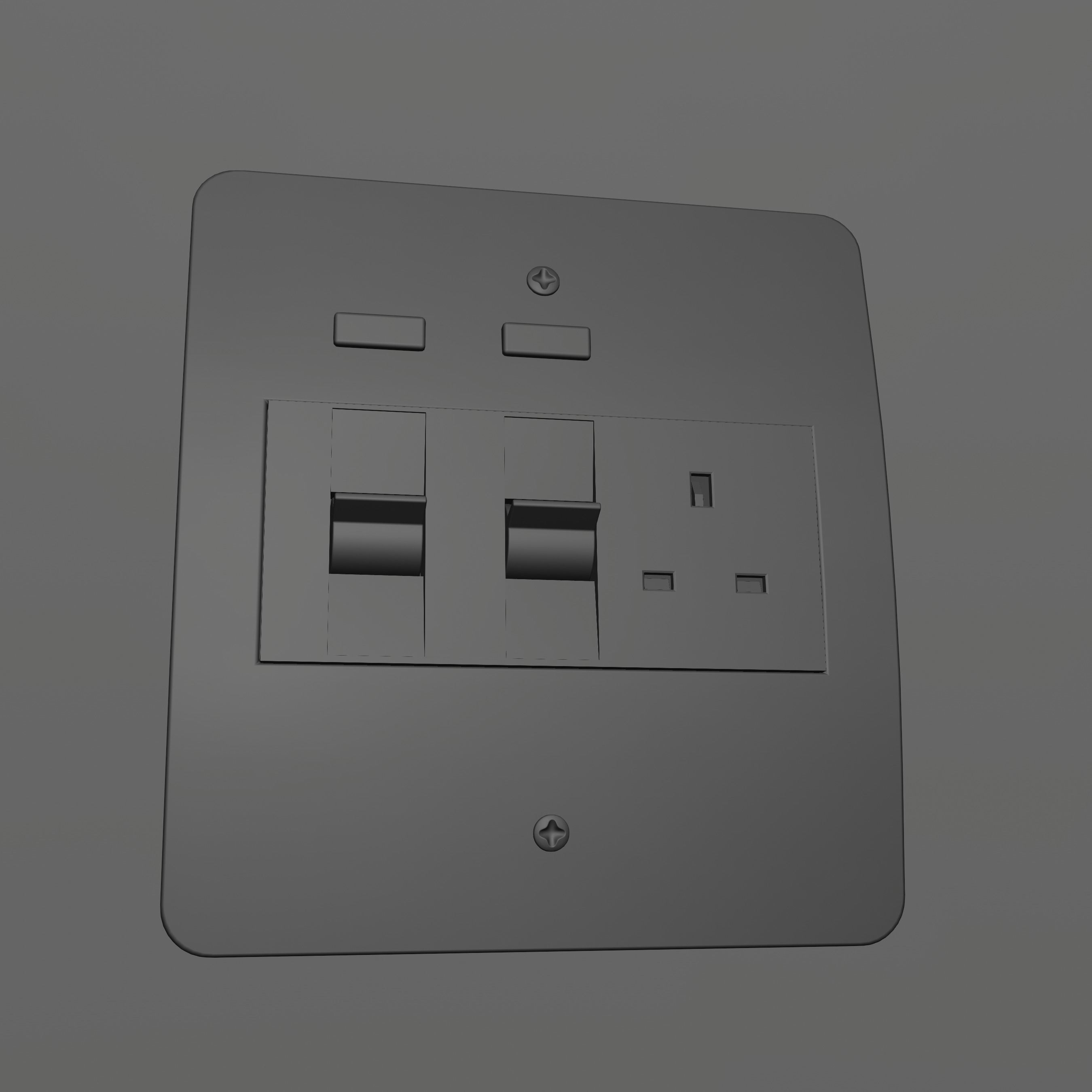 45A Cooker Socket Low-poly 3D model_5