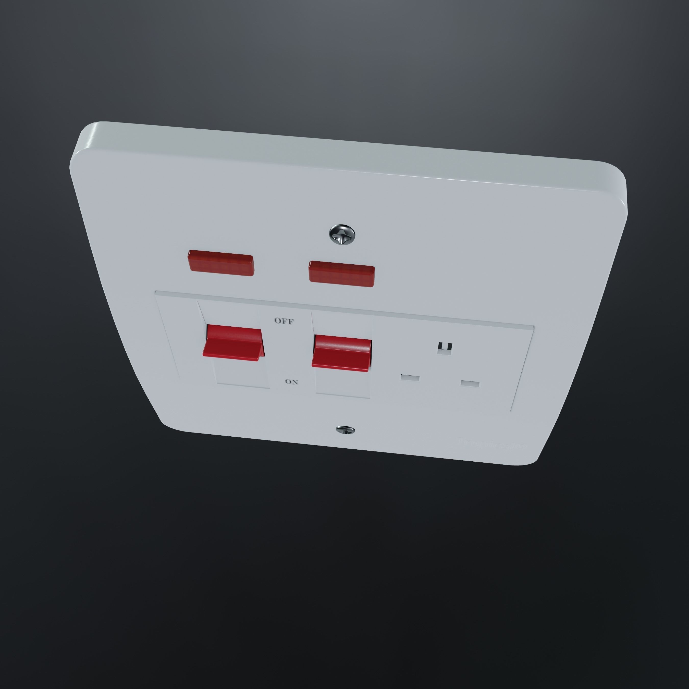 45A Cooker Socket Low-poly 3D model_3