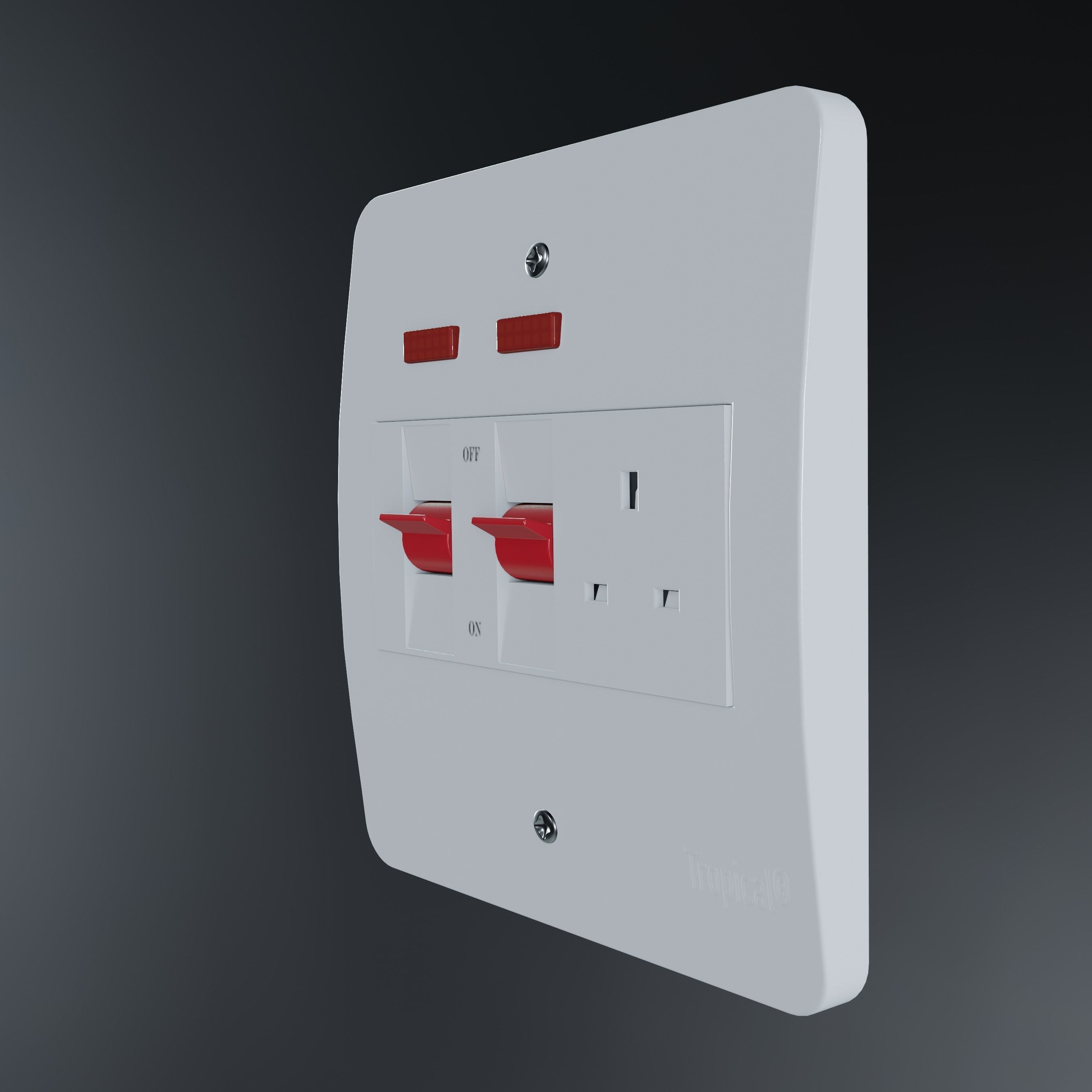 45A Cooker Socket Low-poly 3D model_2