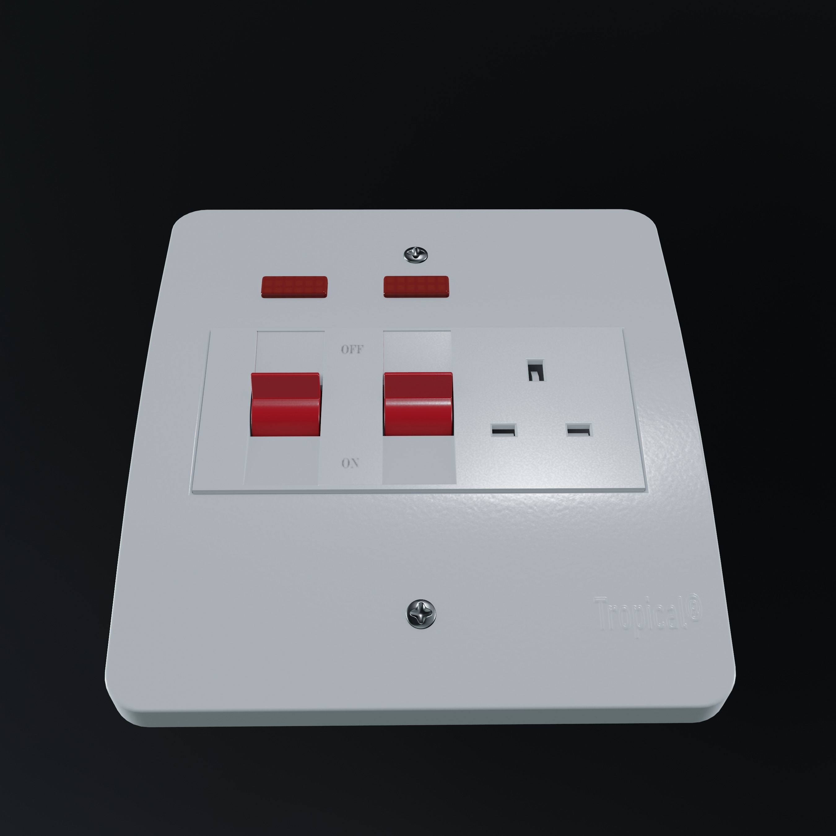 45A Cooker Socket Low-poly 3D model_1