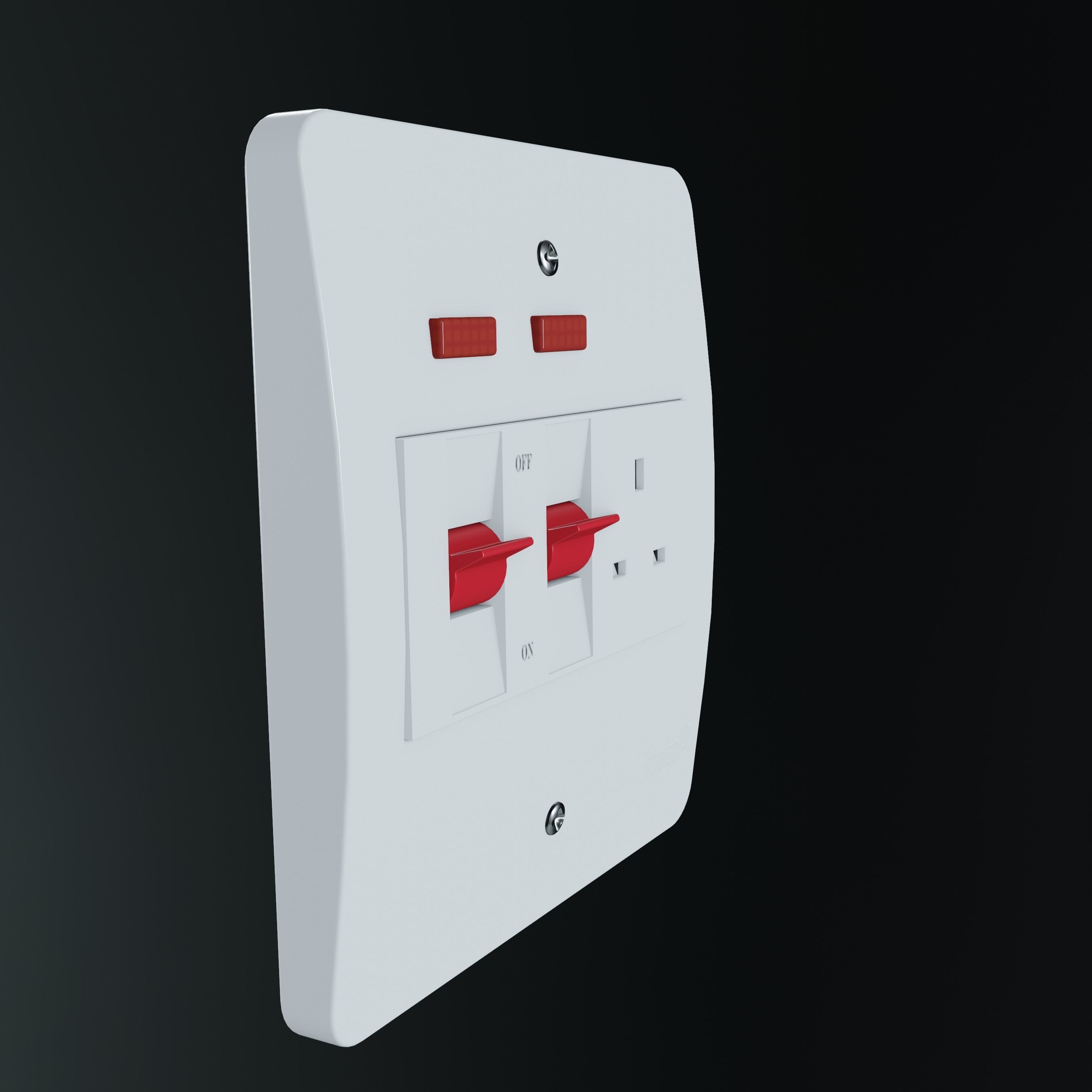45A Cooker Socket Low-poly 3D model_4