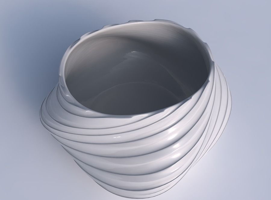 Bowl twisted elipse with twisted smooth ribbons 3D print model_1