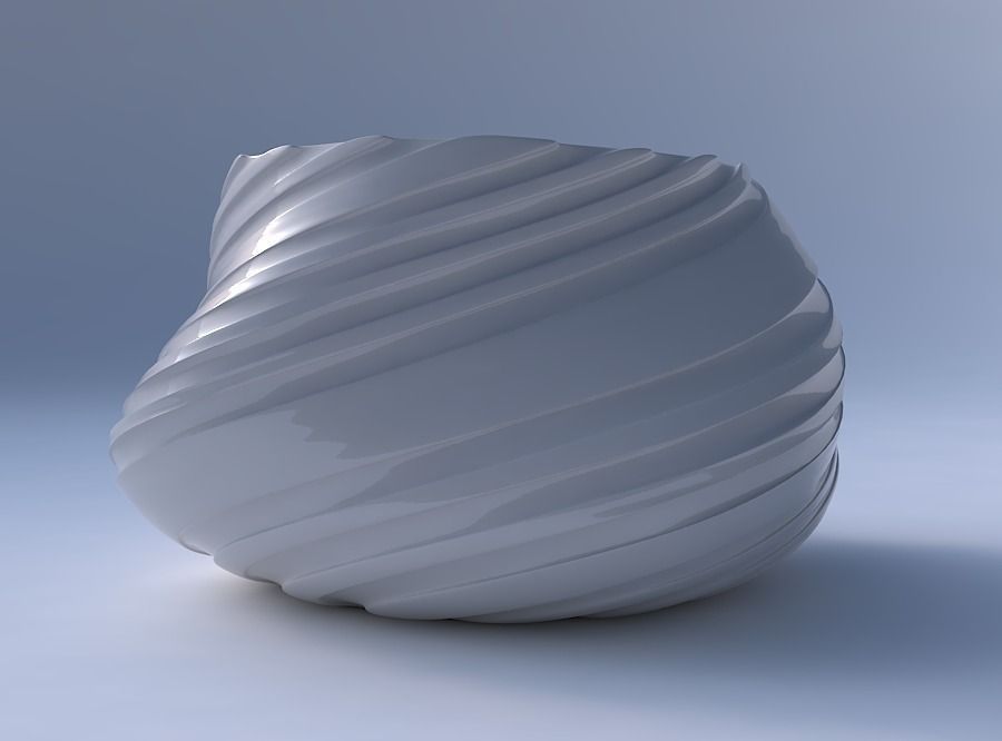 Bowl twisted elipse with twisted smooth ribbons 3D print model_4