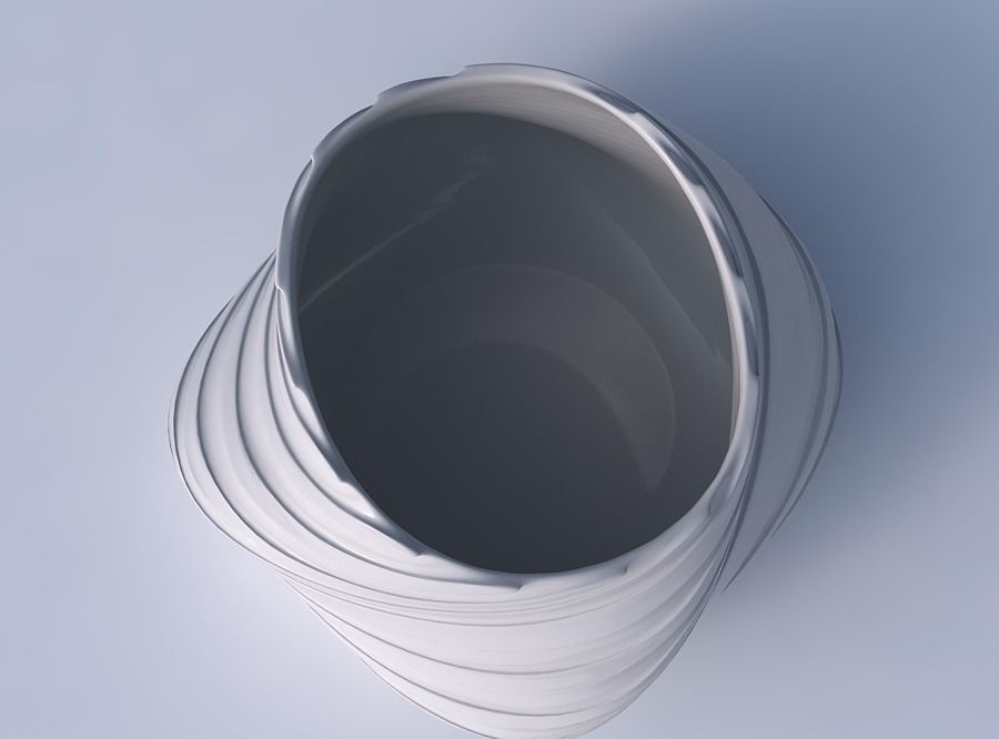 Bowl twisted elipse with twisted smooth ribbons 3D print model_2