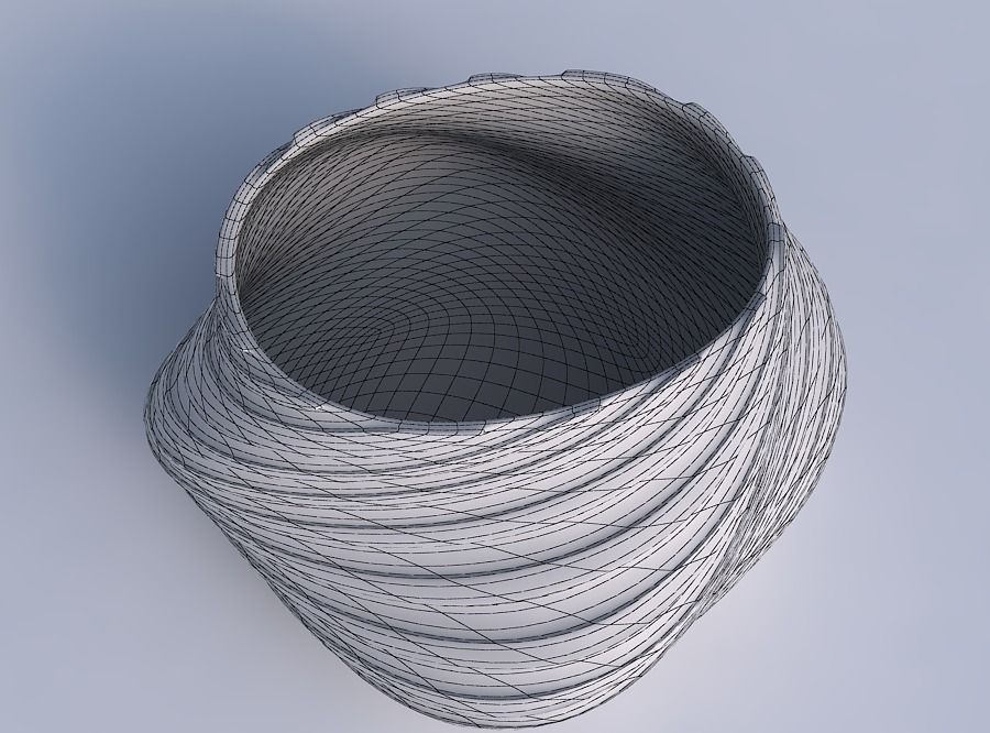Bowl twisted elipse with twisted smooth ribbons 3D print model_6