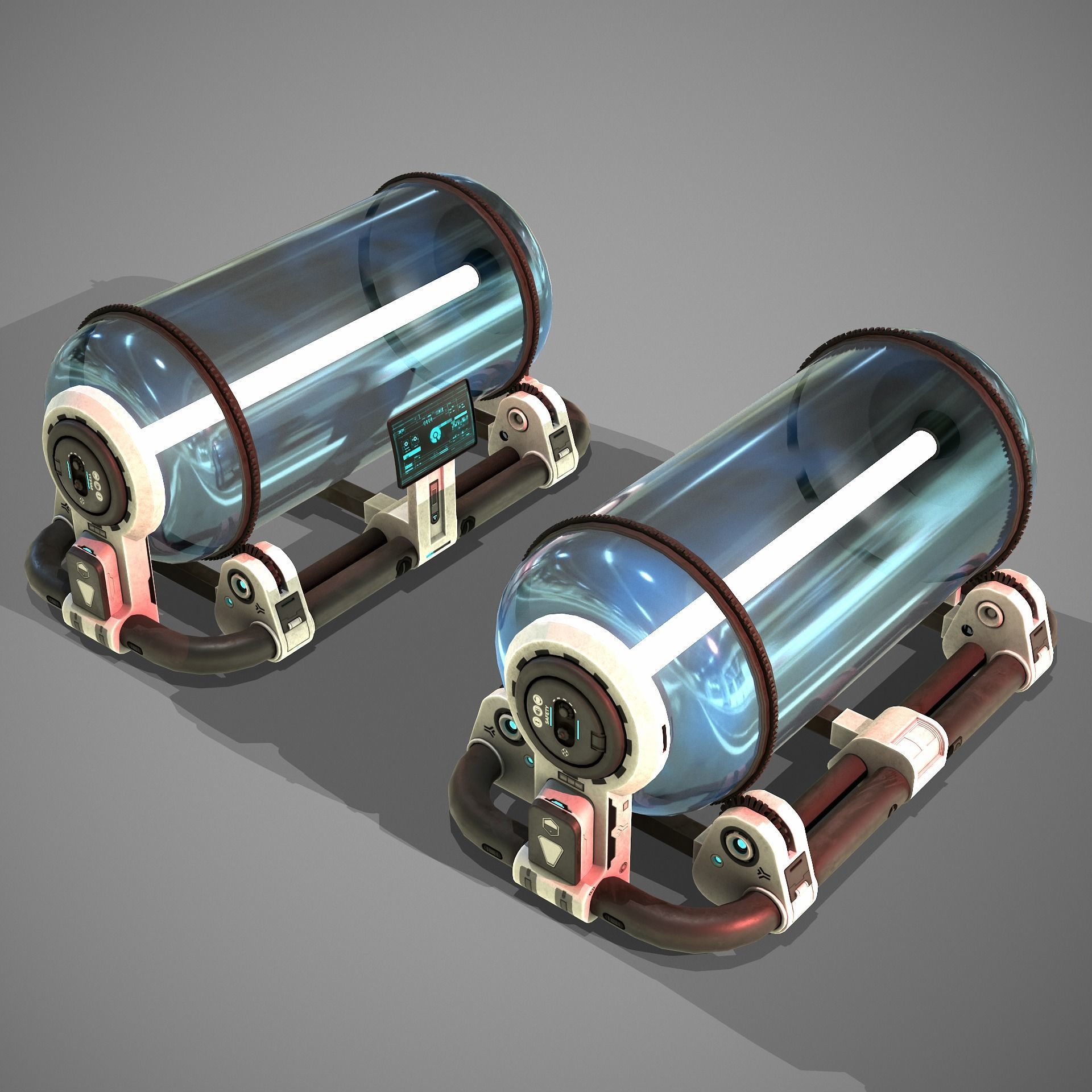 Sci-fi Tube Low-poly 3D model_8