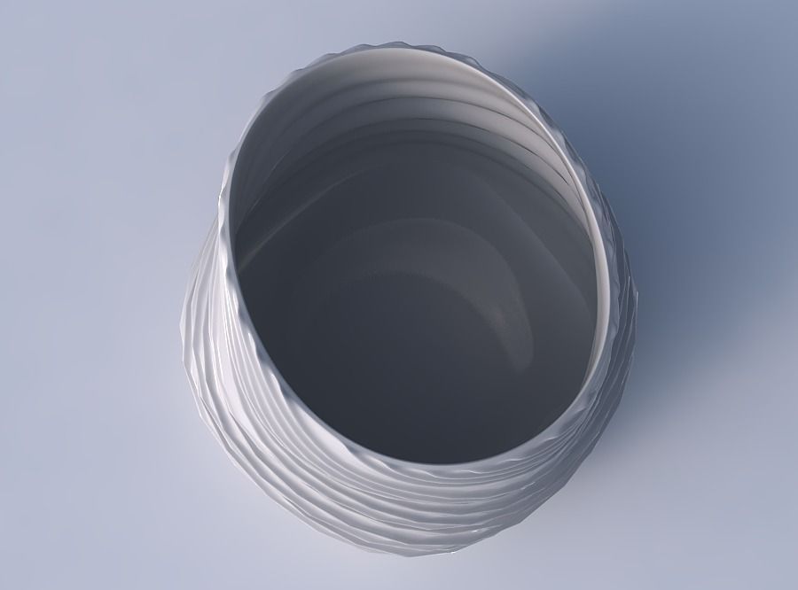 Bowl twisted elipse with twisted extruded lines 3D print model_2