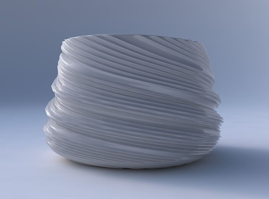 Bowl twisted elipse with twisted extruded lines 3D print model_4