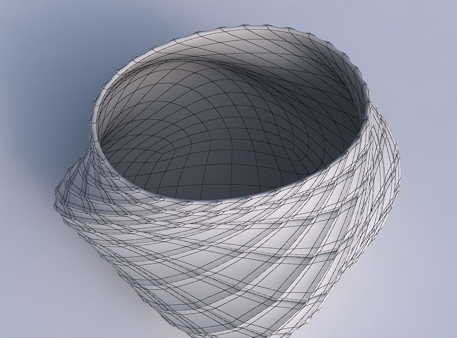 Bowl twisted elipse with strange tiles 3D print model_6