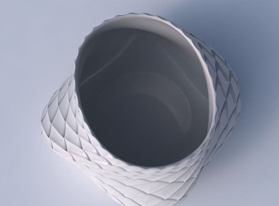 Bowl twisted elipse with strange tiles 3D print model_2