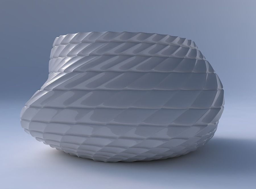 Bowl twisted elipse with strange tiles 3D print model_4