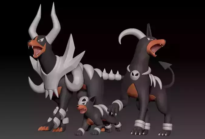 Pokemon Houndour Houndoom Mega Evolution 3D print model