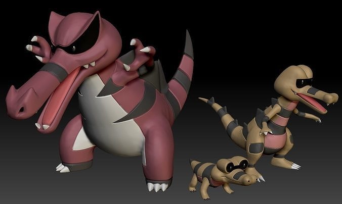 Pokemon Sandile Krokorok Krookodile 3D print model