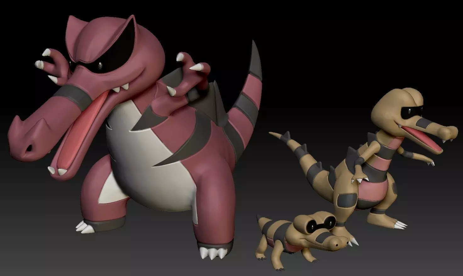 Pokemon Sandile Krokorok Krookodile 3D print model_0