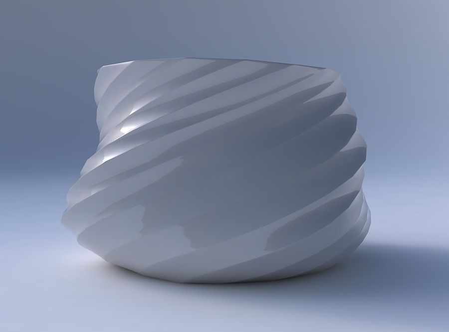 Bowl twisted elipse with twisted bands 3D print model_4