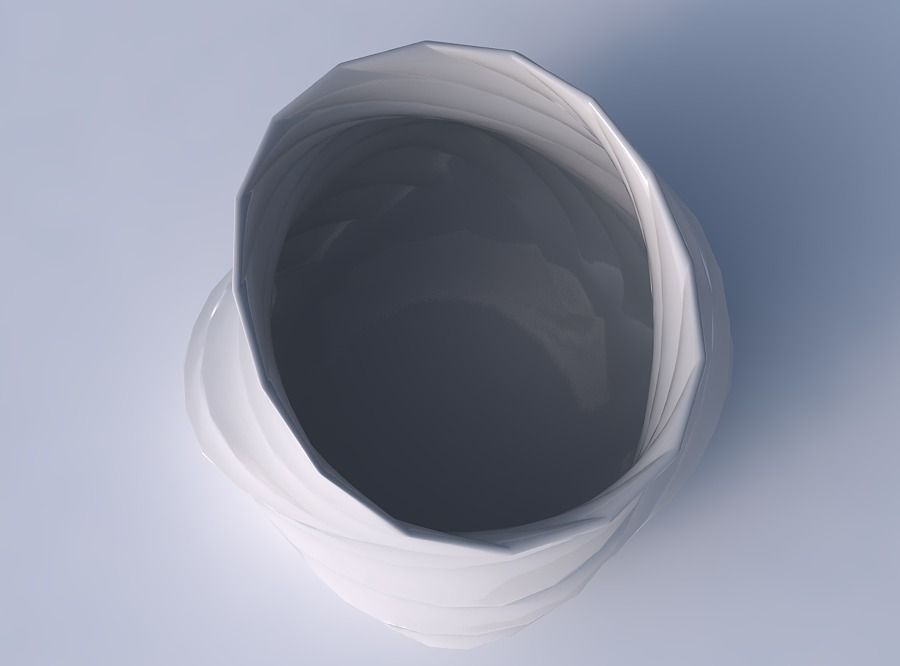 Bowl twisted elipse with twisted bands 3D print model_2