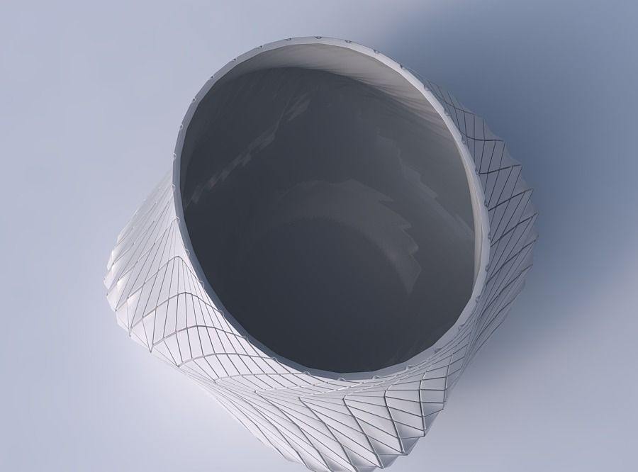 Bowl twisted elipse with twisted diagonal grid plates 3D print model_2