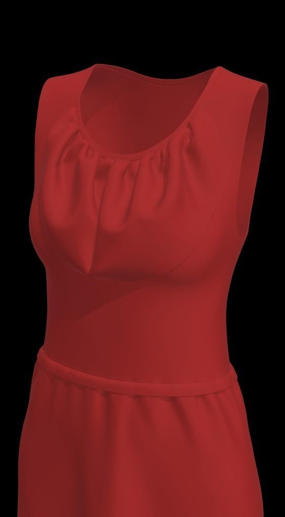 Ladies Long Red sleeveless Free low-poly 3D model_10