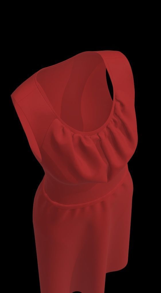 Ladies Long Red sleeveless Free low-poly 3D model_7