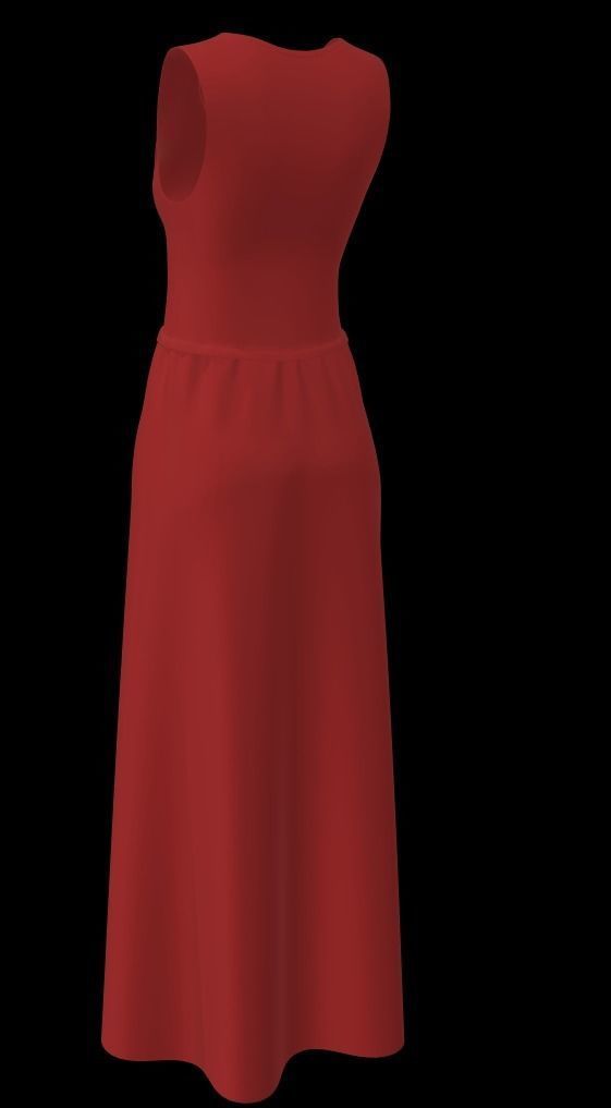 Ladies Long Red sleeveless Free low-poly 3D model_9