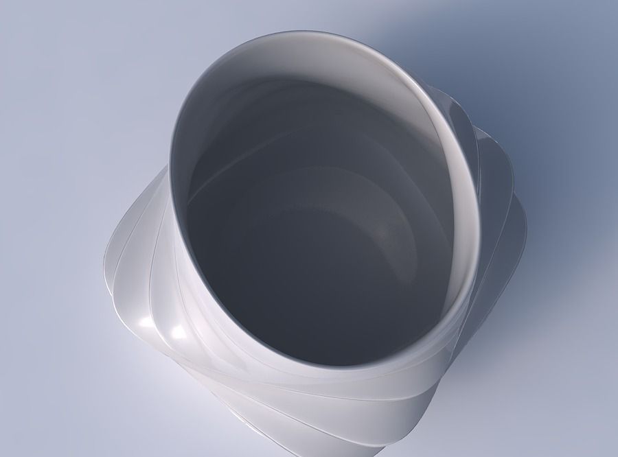 Bowl twisted elipse with smooth horizontal dents 2 3D print model_2