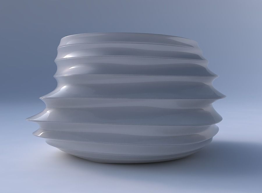 Bowl twisted elipse with smooth horizontal dents 2 3D print model_4