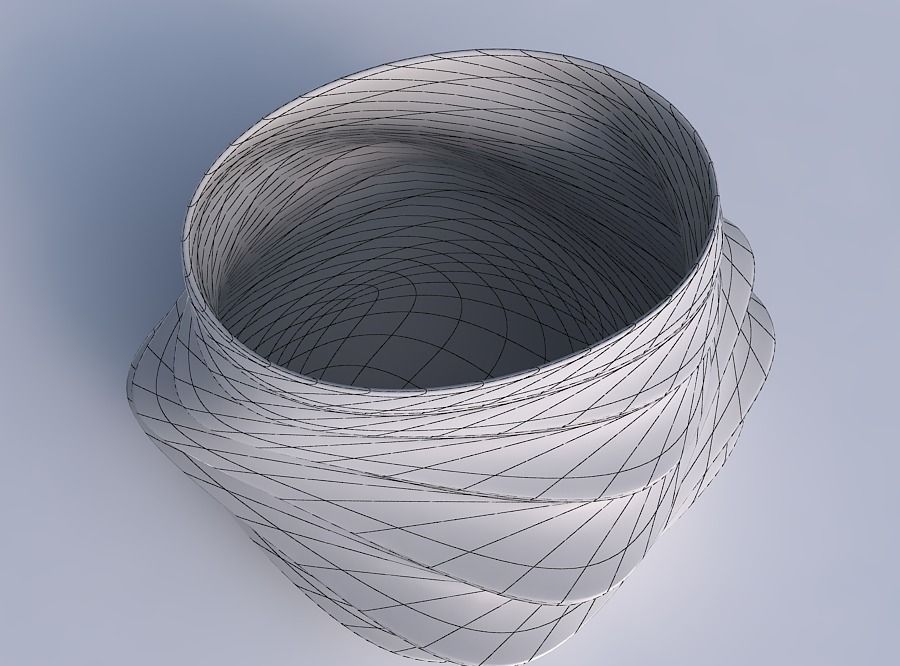 Bowl twisted elipse with smooth horizontal dents 2 3D print model_6