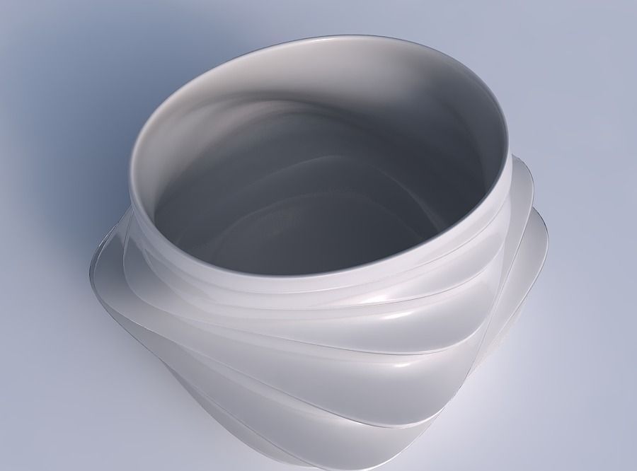 Bowl twisted elipse with smooth horizontal dents 2 3D print model_1