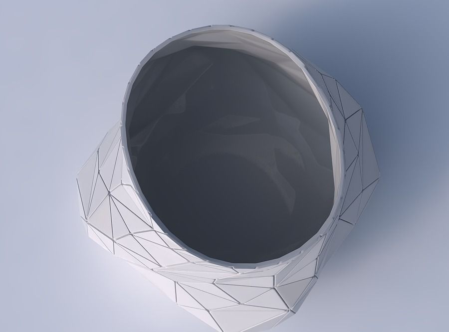 Bowl twisted elipse with random triangle plates 3D print model_2