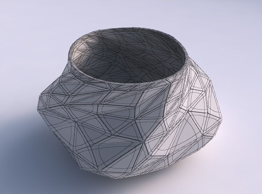 Bowl twisted elipse with random triangle plates 3D print model_5