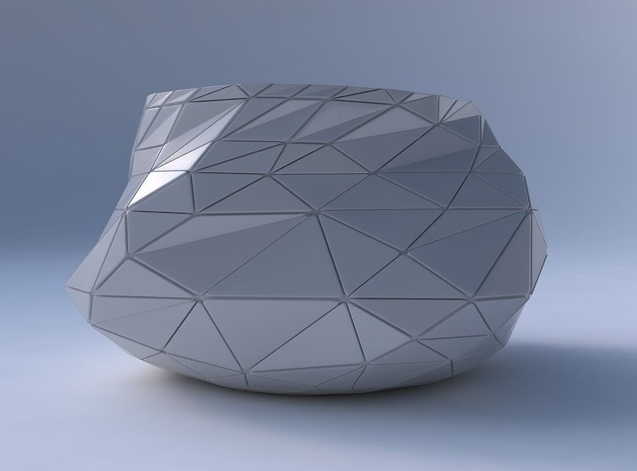 Bowl twisted elipse with random triangle plates 3D print model_4