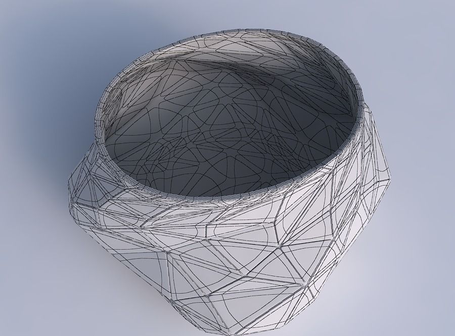 Bowl twisted elipse with random triangle plates 3D print model_6