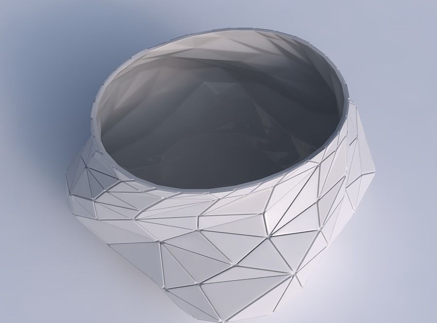 Bowl twisted elipse with random triangle plates 3D print model_1