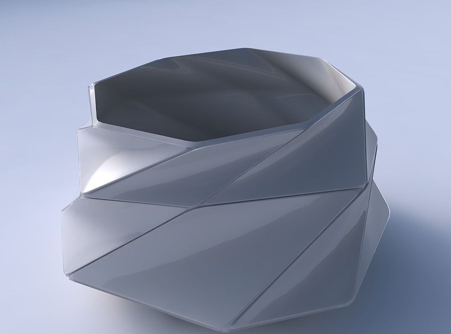 Bowl twisted elipse with huge plates 3D print model_3