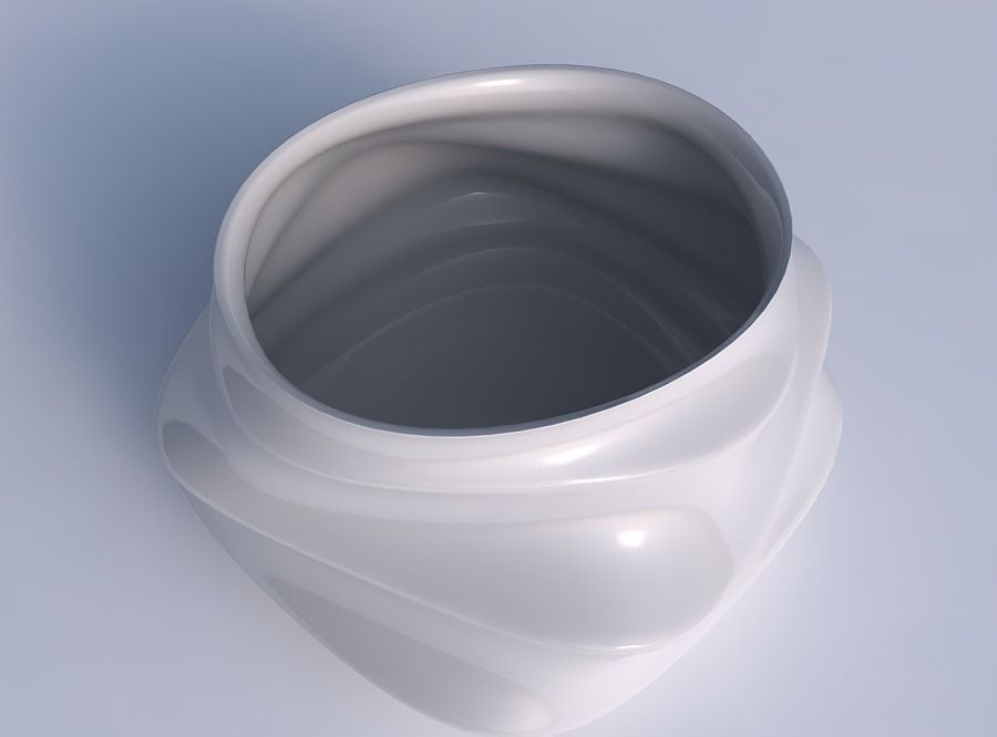 Bowl twisted elipse with horizontal sections 3D print model_1